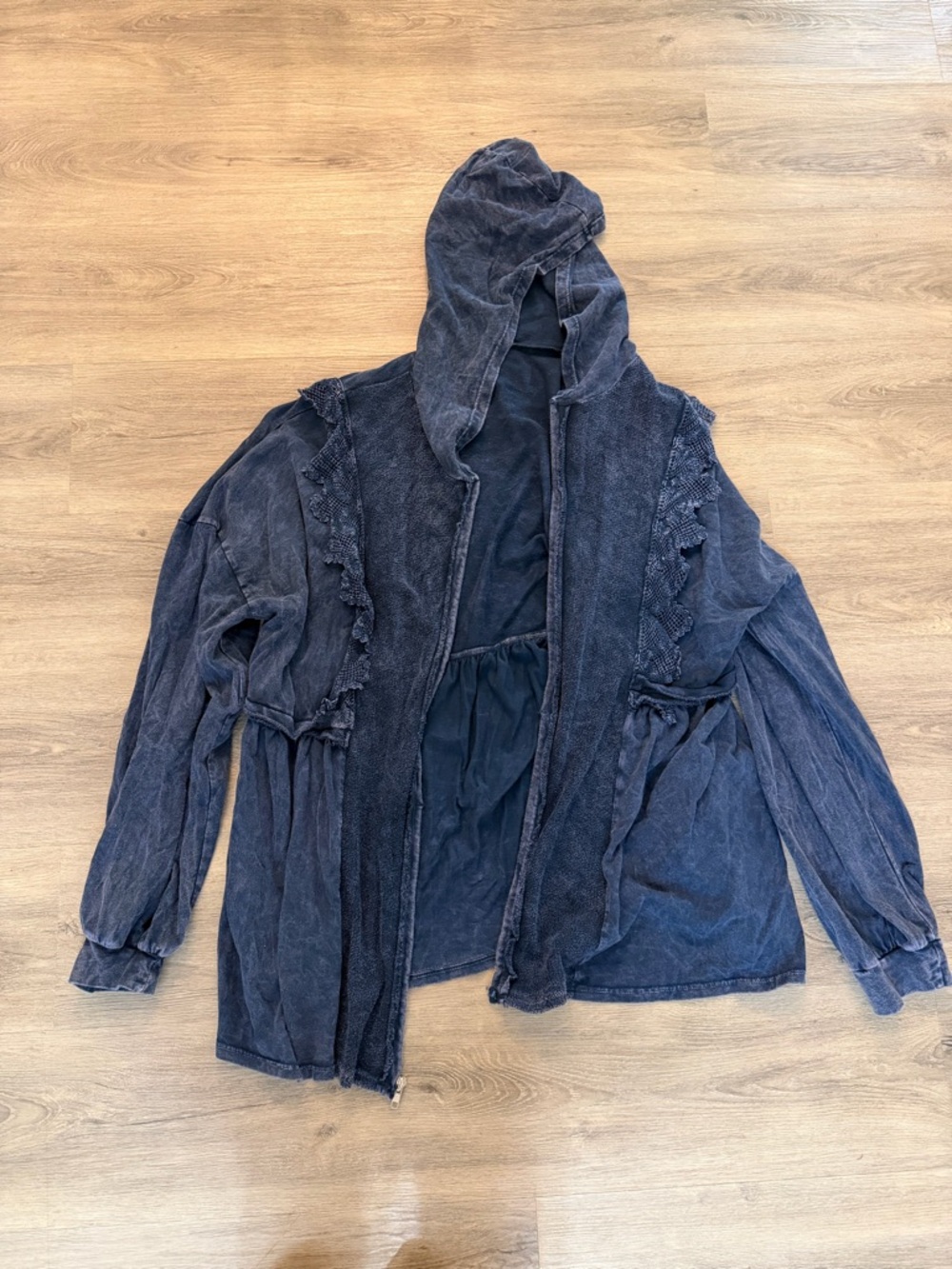 Washed Indigo Hooded Cardigan Jacket